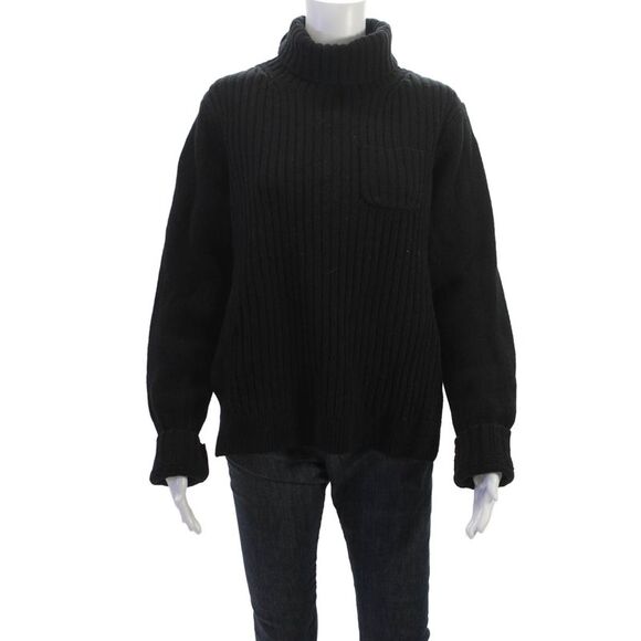+J Sweaters - +J Womens Turtleneck Wool Pullover Sweater Black Long Sleeve Size XL